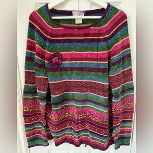 April Cornell for Cornell Trading Vintage Knit Sweater matching crochet brooch